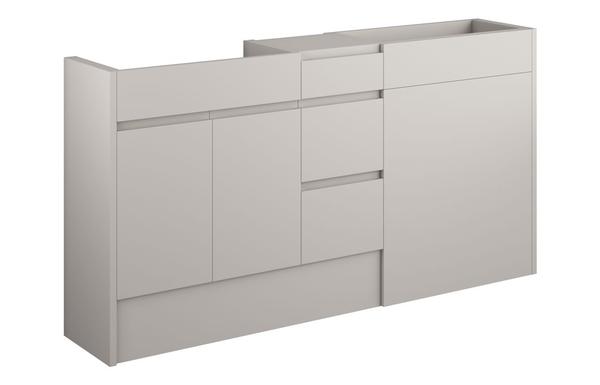 Clarence 1536mm Standard Basin  WC & 3 Drawer Unit Pack - Matt Dove Grey (Oak Cab)